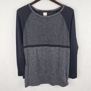 Champion Knit Top Women M Active Grey Stripe Heathered Long Sleeve Soft Fabric